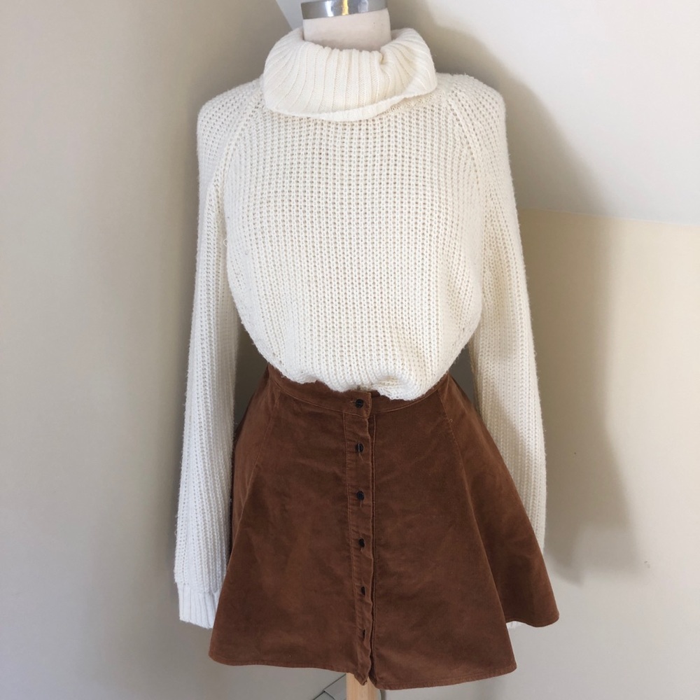 Corduroy button up flare skirt